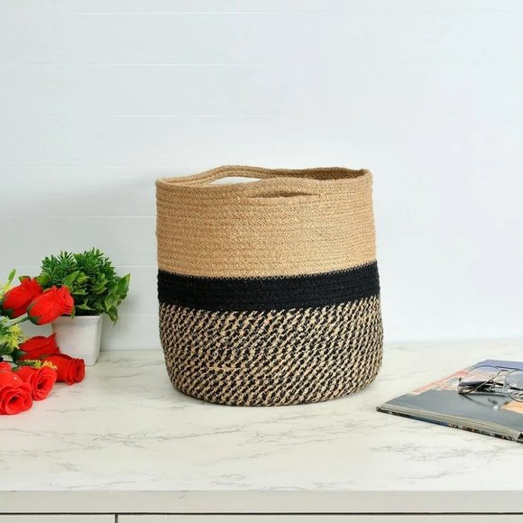pepme Other - Jute Basket | Black Zigzag, Circle | 11 Inches | Pack of 2
